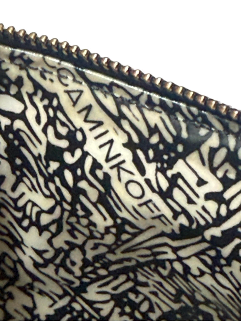 Black Leather Zip Pouch with Gold Plate - Picture 7 of 7